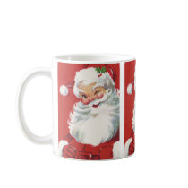 Vintage Christmas, Jolly Santa Claus Winking Mugs