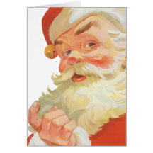 Vintage Christmas, Jolly Santa Claus with a Secret Greeting Cards