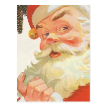 Vintage Christmas, Jolly Santa Claus with a Secret Postcard
