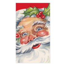 Vintage Christmas, Jolly Santa Claus with Holly Business Card