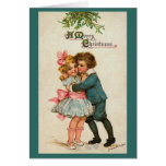 Vintage Christmas Kiss Greeting Card