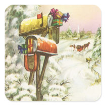 Vintage Christmas Mailbox; Christmas Presents Sticker
