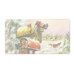 Vintage Christmas, Mailboxes Winter Landscape Personalized Shipping Labels