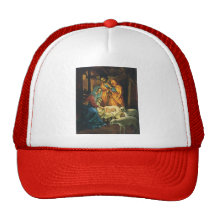 Vintage Christmas Nativity, Baby Jesus in Manger Trucker Hats