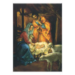 Vintage Christmas Nativity, Baby Jesus in Manger Custom Announcements