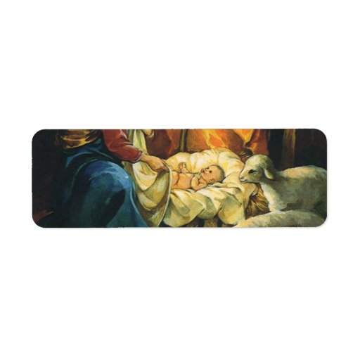 Vintage Christmas Nativity, Baby Jesus in Manger Custom Return Address Label