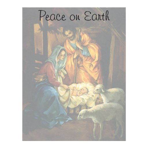 Vintage Christmas Nativity, Baby Jesus in Manger Letterhead Template ...