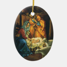 Vintage Christmas Nativity, Baby Jesus in Manger Christmas Ornament
