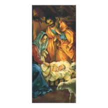 Vintage Christmas Nativity, Baby Jesus in Manger Custom Rack Cards