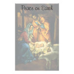 Vintage Christmas Nativity, Baby Jesus in Manger Custom Stationery