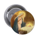 Vintage Christmas Nativity, Mary Joseph Baby Jesus Pinback Buttons