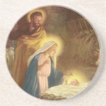 Vintage Christmas Nativity, Mary Joseph Baby Jesus Coasters