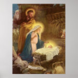 Vintage Christmas Nativity, Mary Joseph Baby Jesus Print