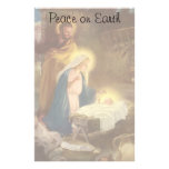 Vintage Christmas Nativity, Mary Joseph Baby Jesus Stationery Design
