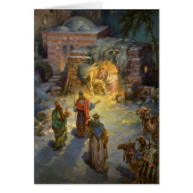 Vintage Christmas, Nativity, Visiting Magi Manger Greeting Cards