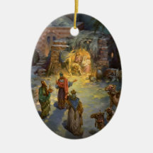 Vintage Christmas, Nativity, Visiting Magi Manger Christmas Ornaments