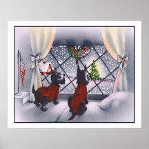 Vintage Christmas Patriotic Scottie Dogs Posters