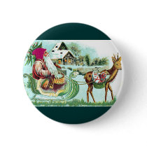 Vintage Christmas Santa and Reindeer Sleigh Buttons