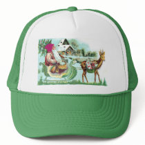 Vintage Christmas Santa and Reindeer Sleigh Hats