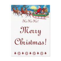 Vintage Christmas Santa and Reindeer Sleigh Postcard