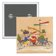 Vintage Christmas; Santa Claus Riding a Bicycle Pin