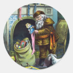 Vintage Christmas, Santa Claus Stockings Fireplace Stickers