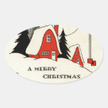 Vintage Christmas Snow Cabin Sticker