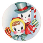 Vintage Christmas Snow People Sticker