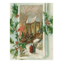 Vintage Christmas Snowy Church Post Cards