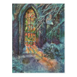 Vintage Christmas, Stained Glass Window in Church Postcards