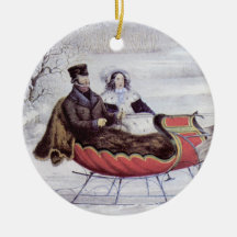 Vintage Christmas; The Road Winter, Romantic Ride Christmas Ornament