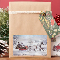 Vintage Christmas; The Road Winter Rectangular Sticker