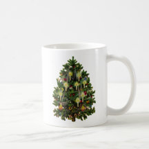 Vintage Christmas Tree Art Mugs