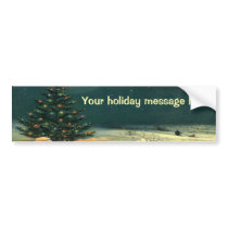Vintage Christmas Tree at Night with Lights Bumper Stickers