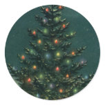 Vintage Christmas Tree at Night with Lights stickers