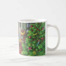 Vintage Christmas Tree Cozy Fireplace Living Room Coffee Mugs