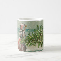 Vintage Christmas Tree cutting Mugs