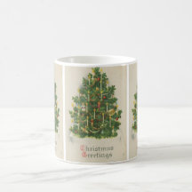Vintage Christmas Tree Greetings Mugs