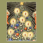 Vintage Christmas Tree Lit Candles Star Stockings postcards