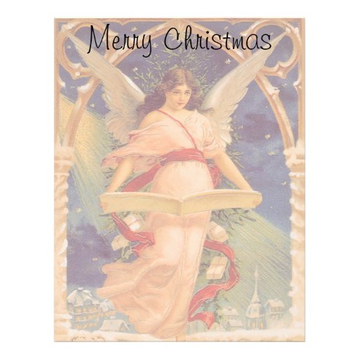 Vintage Christmas, Victorian Angel Reading Bible Customized Letterhead