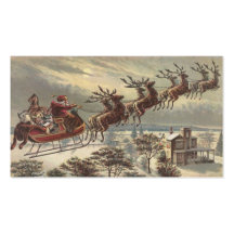 Vintage Christmas, Victorian Santa Claus in Sleigh Business Card