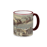 Vintage Christmas, Victorian Santa Claus in Sleigh Mug