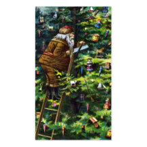Vintage Christmas, Victorian Santa Claus with Tree Business Card