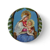 Vintage Christmas Virgin Mary Baby Jesus Button