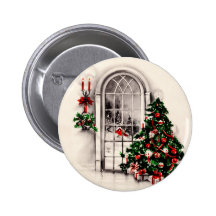 Vintage Christmas Window Button