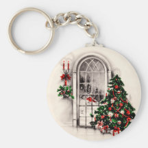Vintage Christmas Window Keychain