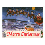 Vintage Christmas with Santa Claus Reindeer Sleigh Postcards