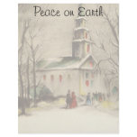 Vintage Church in the Snow with Parishioners letterhead