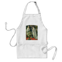Vintage Church Wedding Ceremony; Bride and Groom Aprons