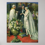 Vintage Church Wedding Ceremony; Bride and Groom Poster